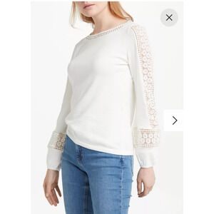 Boden White Lace Detail Sweater